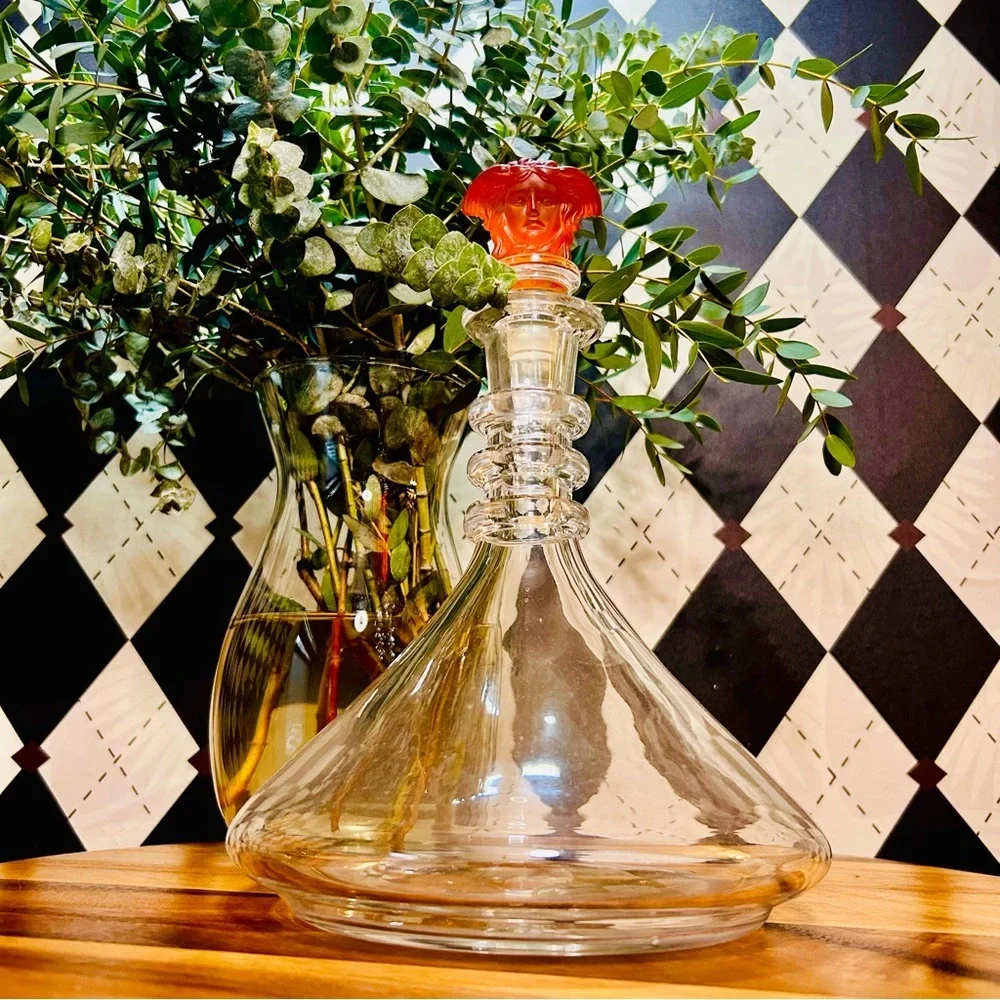 Versace Crystal Bottle‎ Stopper Rosenthal Amber Medusa Luxury Bar Accessories